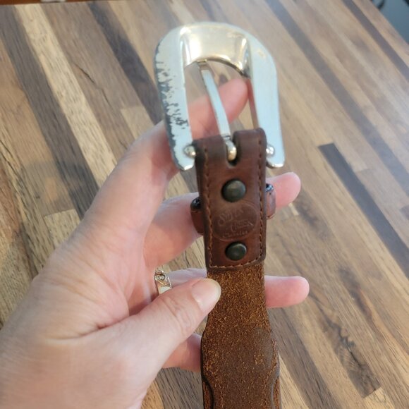 Silver Creek Classics Brown Leather Belt w Silver Hardware C70285 - Picture 9 of 12